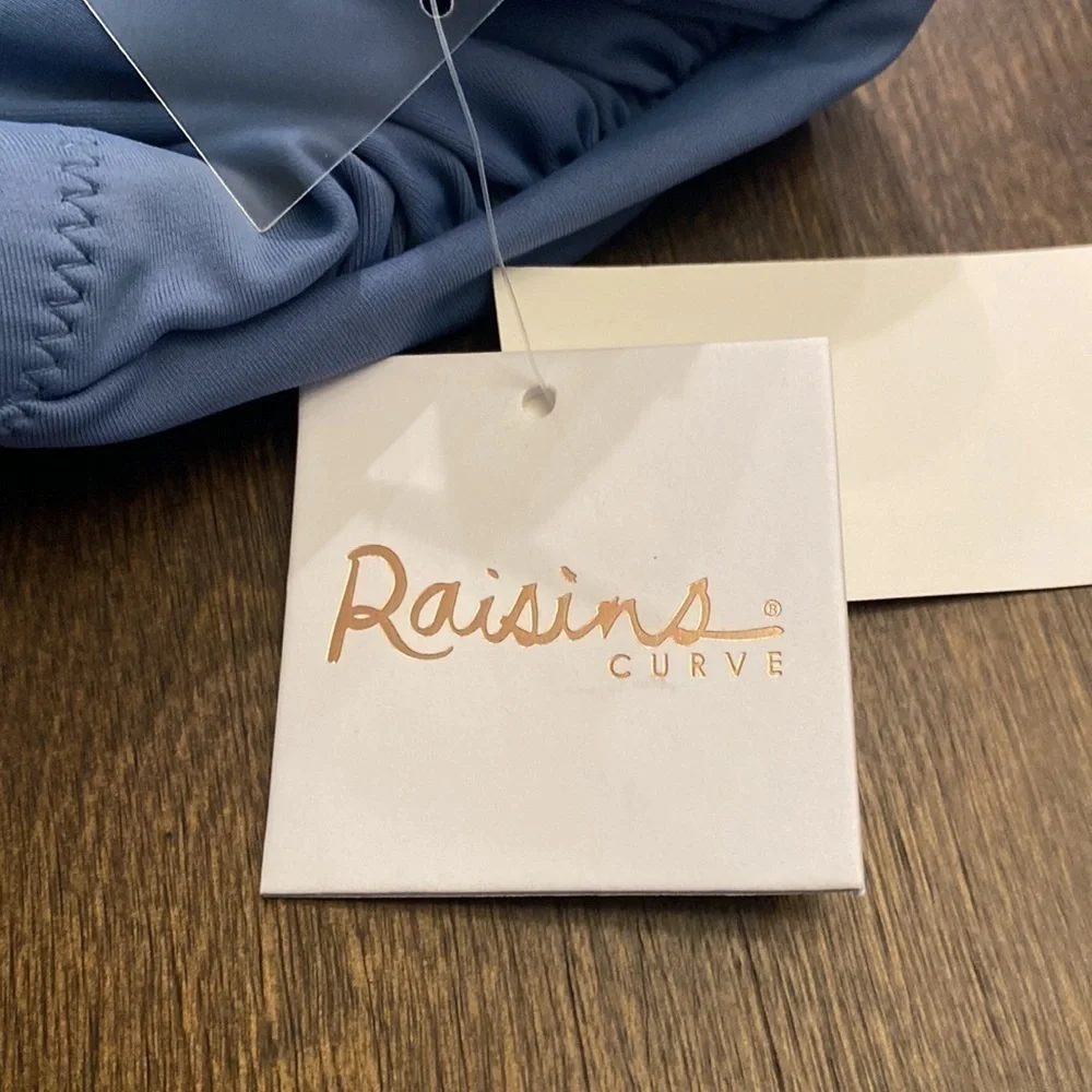 Raisins Curve high waisted ruched blue‎ swim bottom size 20W NWT